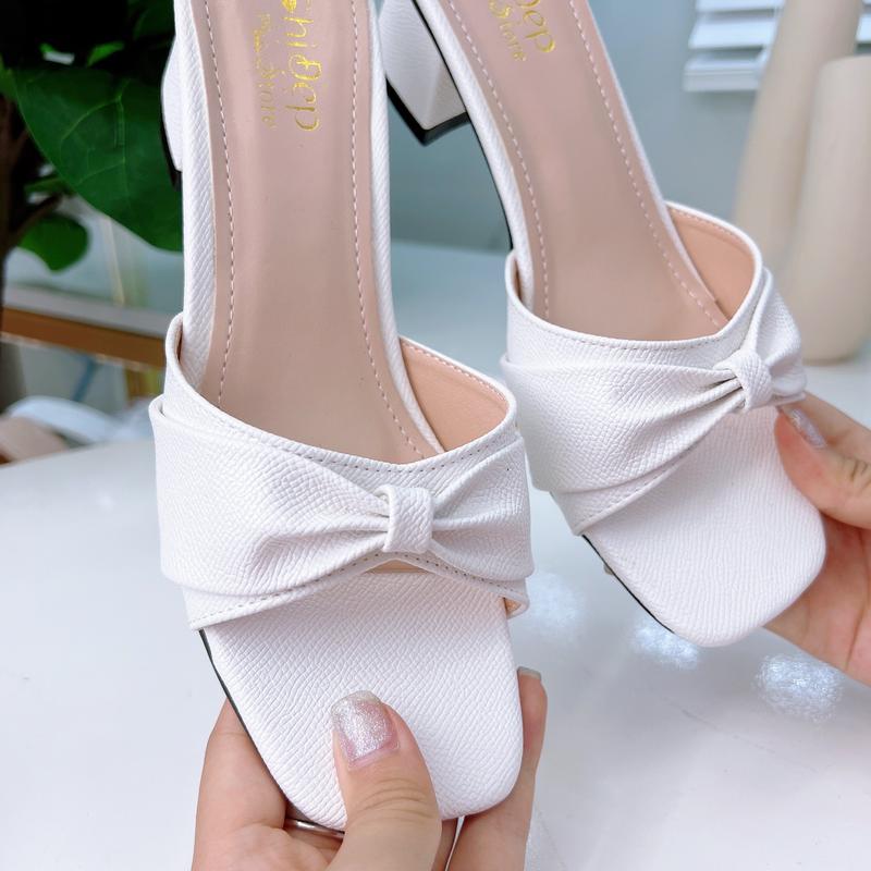 Guốc cao gót nữ quai nơ 5 phân , giày cao gót vuông 5cm Chị Đẹp Store mã CD115 3