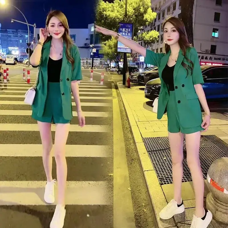 Casual Suit Pants 2023 New Women's Korean Casual Fashion Younger Shorts Two-Piece Summer Thin Womenswear Overalls