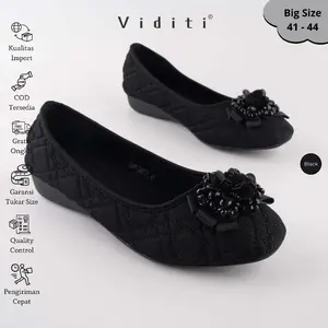 Viditi Helena Flat | Sepatu Import Wanita | Kerja | Kuliah | Lepes | Hitam | Shoes