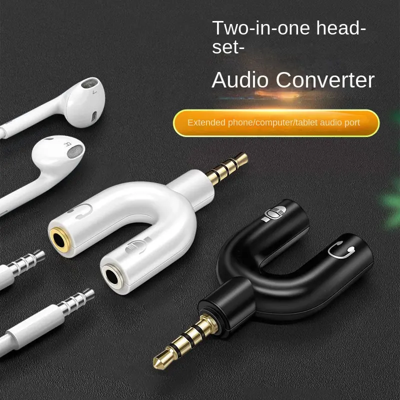 3.5mm Audio Jack Splitter U-Shaped Adapter for Mobile Phone Headset Splitter
