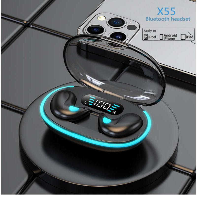 X55 หูฟังนอนไร้สาย, ต้นฉบับใหม่, ลดเสียงรบกวน, หูฟังที่มองไม่เห็น, ชุดหูฟังสำหรับนอน, หูฟังบลูทูธ, ห