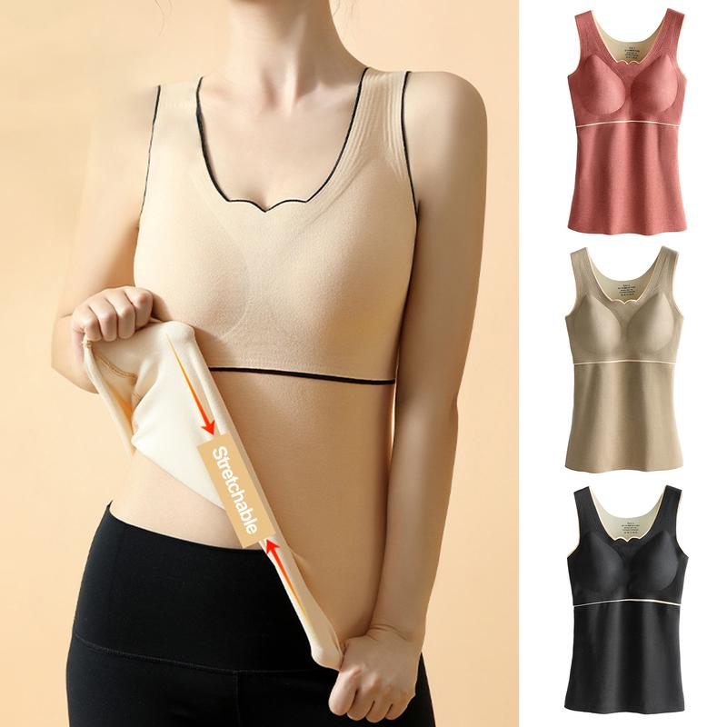 Nerhut-Áo Vest Mùa Đông Và Mùa Thu Cho Nữ, Miếng Đệm Ngực Giữ Nhiệt, Dày, Mềm Mại, Không Đường May, Hỗ Trợ Ngực, Áo Chui Đầu Không Tay, Đồ Lót Màu Trơn, Áo Dưới 0