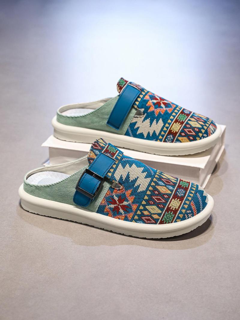 Product Introduction of Men's Fashionable Ethnic Pattern Slides, Casual Comfortable Breathable Lightweight Slides, Fashionable Slides for Daily Wear, Slippers, Boy 4