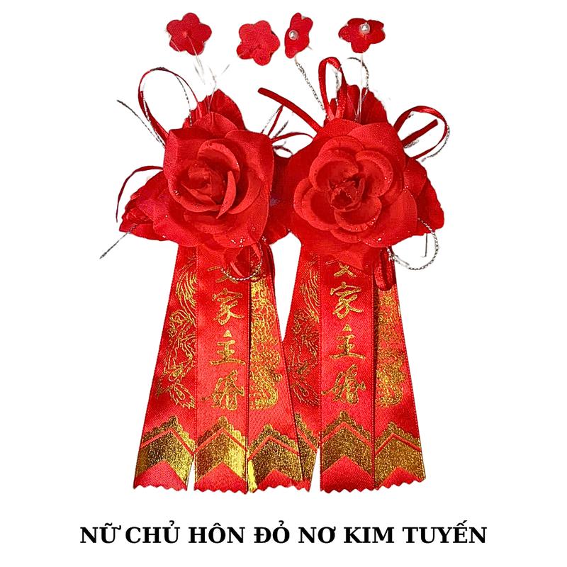 CHỮ HOA BÔNG CÀI ÁO ĐÁM CƯỚI, HAI HỌ, HOA CHỦ HÔN, NHÀ TRAI NHÀ GÁI( tặng set bao lì xì 2025)