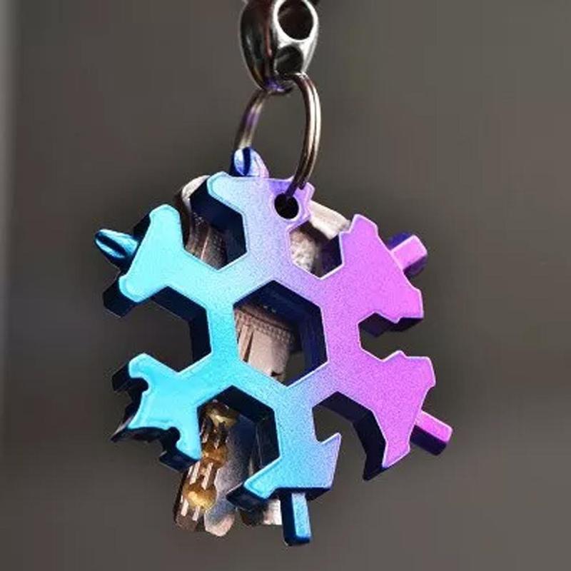 Product Introduction of Multi-functional 8 In 1 Snowflake Multi Pocket Tool Keyring Key Ring Spanner Hex Wrench Wrench Tools Hand Tools 1