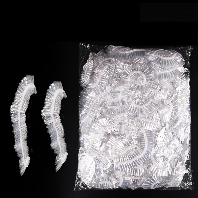 Product Introduction of 100pcs Disposable Shower Cap Waterproof, Bath Bonnet Thicken Plastic Head Cover For Home Hotel, Showering, Bathing, Hair Caps 1