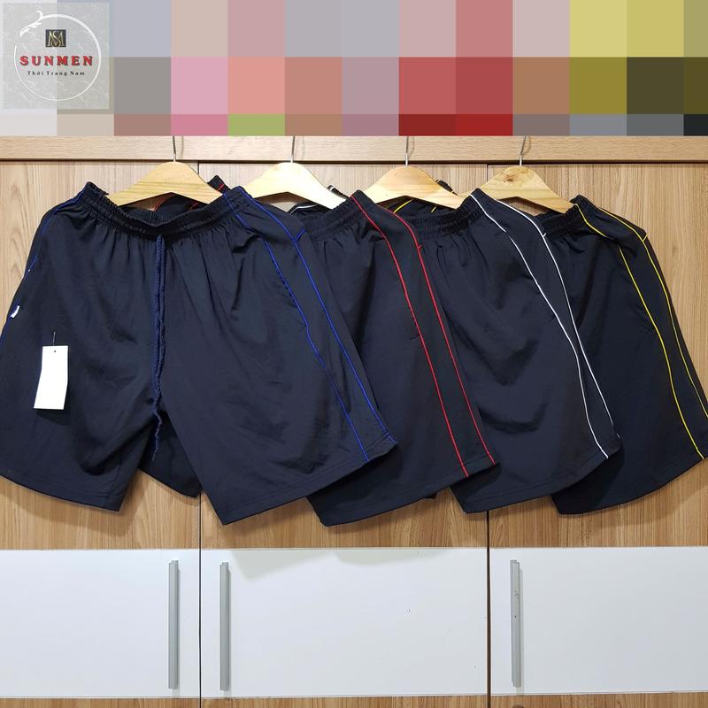   SỌC VIỀN ĐÔI  Quần Đùi Nam Thể Thao Chất Poly Co Giãn 4 Chiều Thấm Hút Mồ Hôi - Túi Khóa Kéo quần  đùi 