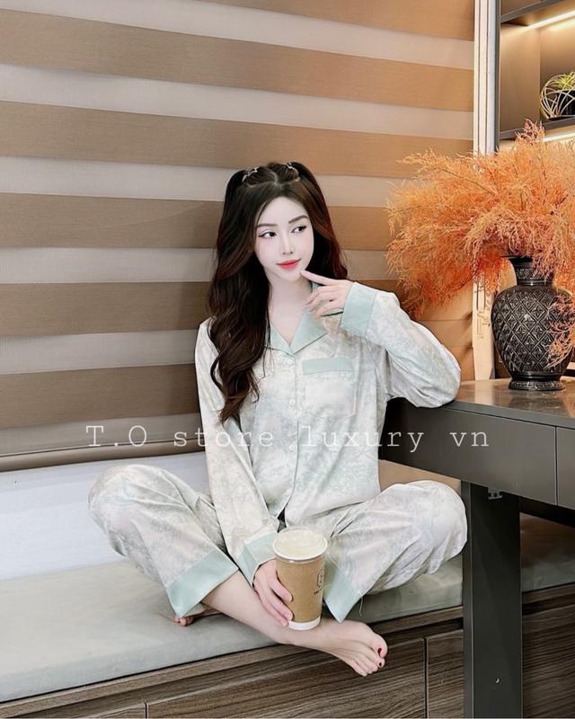 T.O OFFICIAL STORE Bộ Đồ Ngủ Nữ Pijama Dài Tay Lụa Tơ Tằm Luxury MV190 Chất Liệu Cao Cấp Size S M L XL Thoải Mái Sang Trọng