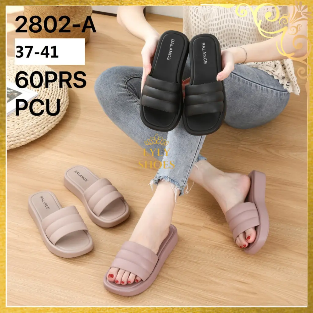 Sandal Wanita Karet Selop Balance Motif Gelombang 2802-A Jelly Shoes