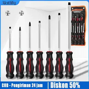 Screwdriver Set Multifunctional Cross Straight Maintenance Tool Obeng Set 7Pcs / Obeng Tembus / Obeng Magnet Min Dan Plus / Tip Magnetik Chrome Vanadium Obeng