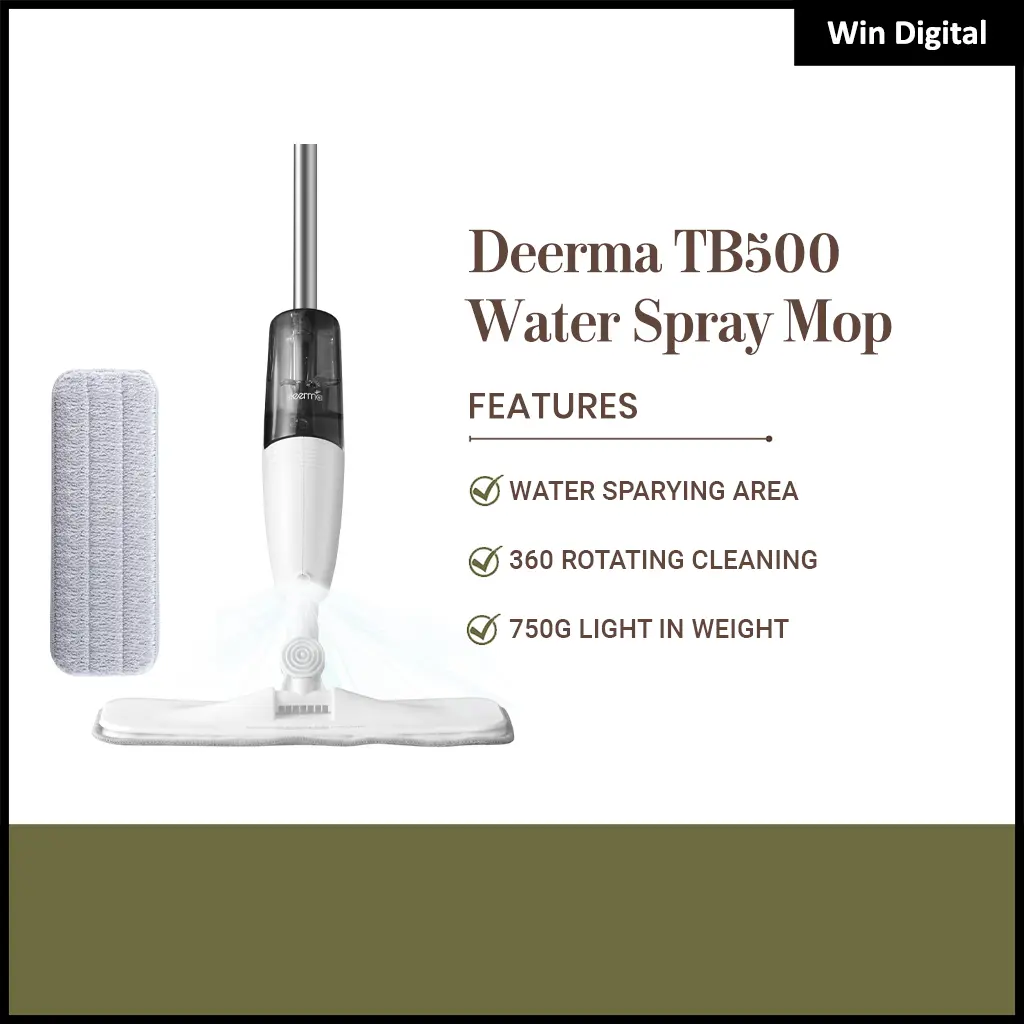 Deerma Water Spray Mop TB500/TB800: Carbon Fiber Dust Cloth, 360 Rotating Mop Rod. Elevate your cleaning routine
