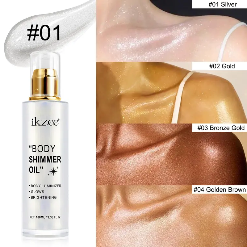 Body Glitter Oil, 1 Box Long-lasting Illuminating Body Oil, Moisturizing Body Makeup, Multifunctional Body Makeup for Party, Festival, Daily Use, Cosmetic 2