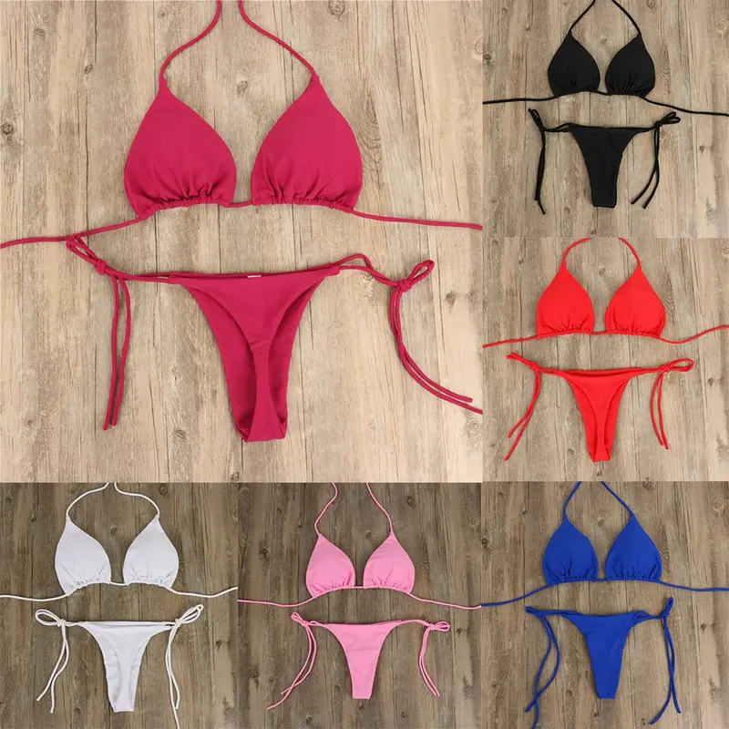 Bộ Bikini Bikini, Dành Cho Nữ, Thiết Kế Dây Buộc Bên Hông, Áo Tắm Gợi Cảm, Phong Cách Băng Quấn Đồ Bơi Brazil Chấm Bi 6