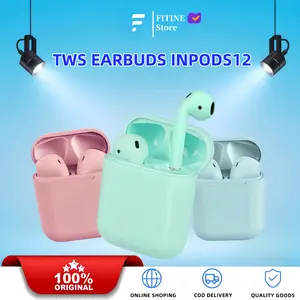 TWS-i12 Android/ios Headset Bluetooth Warna Macaron Bluetooth v5.0 Headset Bluetooth Pintar Headset Bluetooth Hubungkan Otomatis