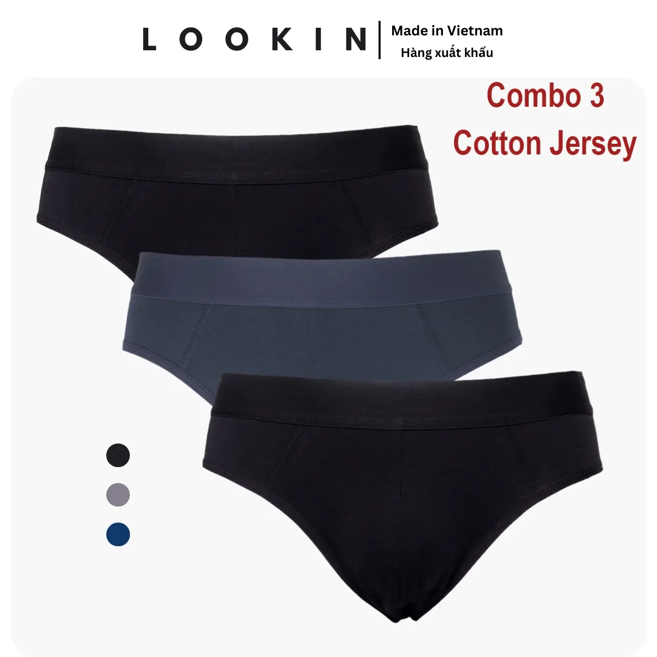 Combo 3 quần lót nam Tam Giác Cotton mềm mại LOOKIN