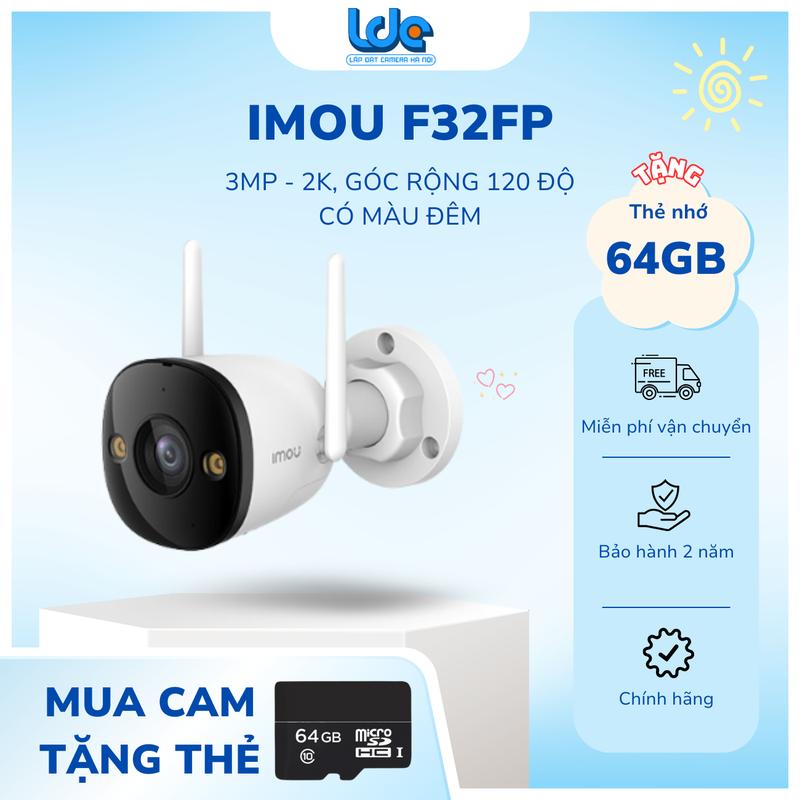 [COMBO] Camera Wifi Imou F32FP 3mp - 2K Tặng thẻ 64G chính hãng, góc rộng 120 độ, tích hợp mic ghi âm, đêm có màu, chồng bụi chống nước LDC HN Security Cameras & Systems