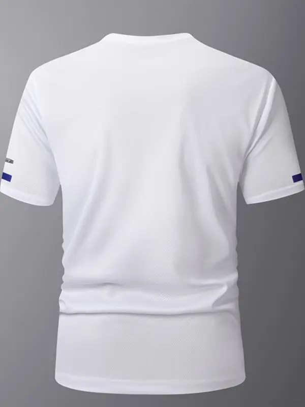 Men's Solid Quick Drying Short Sleeve Tee, Regular Fit Casual Breathable Round Neck T-shirt for Daily Wear, Men's Top for All Seasons 7