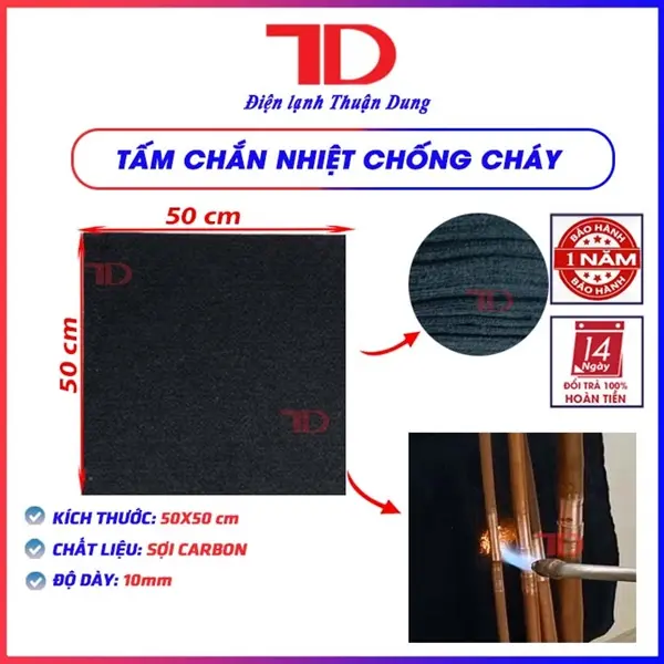 Tấm Lót Chống Cháy nỉ cacbon đã được oxy hóa dày 10mm, Tấm Chắn Nhiệt Chống Cháy khi hàn chất liệu sợi Carbon, Nỉ acrylic tiền oxy hóa - Điện Lạnh Thuận Dung 5