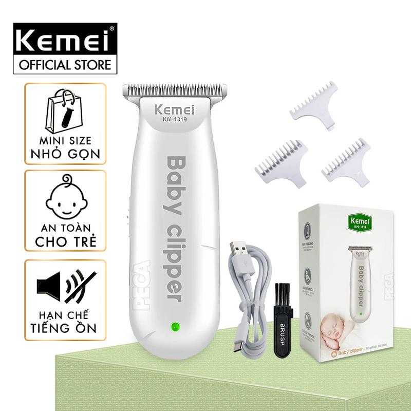 Tông đơ cắt tóc trẻ em mini Kemei KM-1319 có thể cắt tóc, chấn viền kích thước nhỏ gọn êm ái có thể dùng cho trẻ sơ sinh - Hàng chính hãng Cho Bé