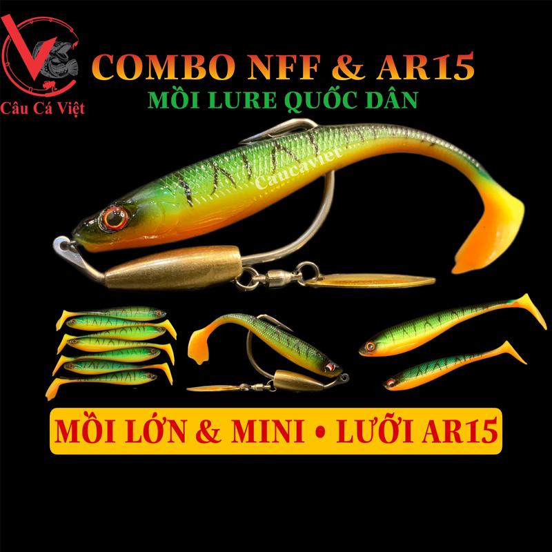 Combo mồi mềm NFF và lưỡi AR15 câu cá lóc, nheo, chẽm. Combo tiết kiệm. Đi Câu.Bắt Cá.Fishing