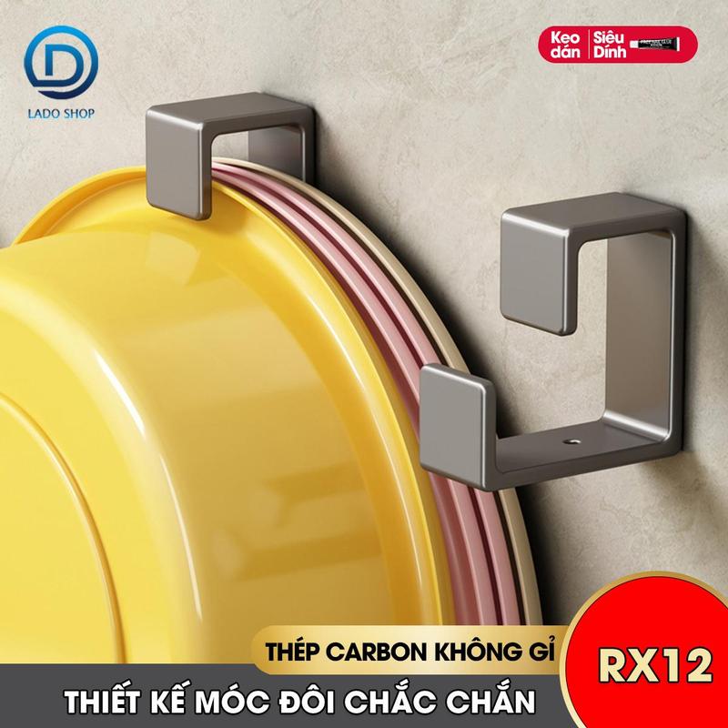 Móc treo thau nhựa, móc treo chậu rửa chén chậu giặt đồ RX12 thép carbon không rỉ Treo Tường