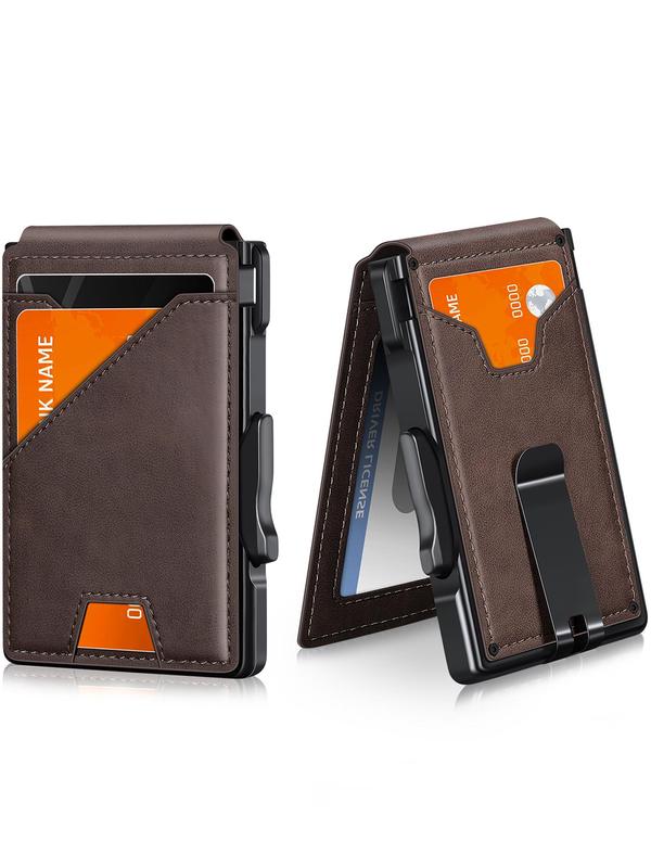 Men's Minimalist Bifold Wallet with Money Clip, 2025 New Style Slim Pu Leather Slots, Credit Card Holder & Rfid Blocking Dainty Gift for Your Love 4