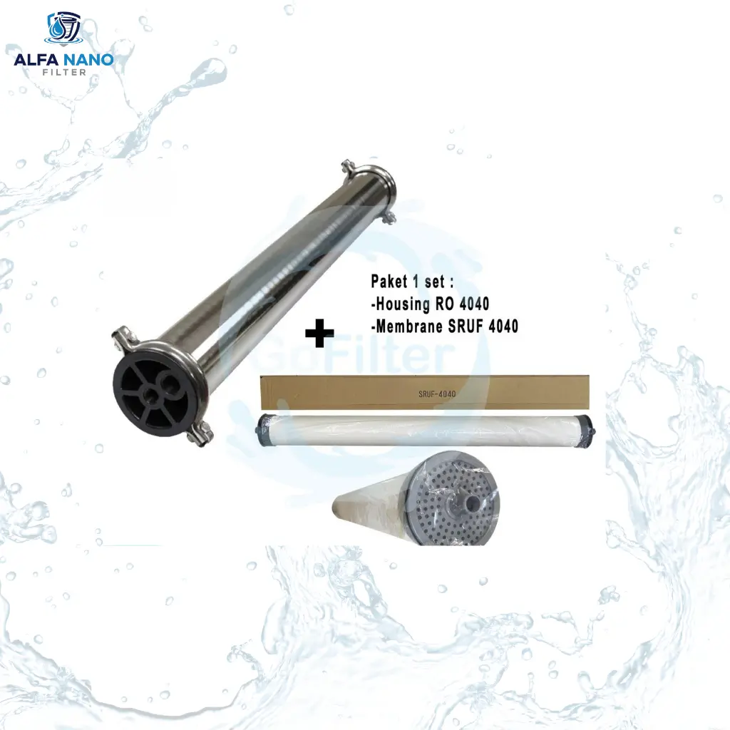 PAKET HOUSING MEMBRAN RO 4040 SS STAINLESS + MEMBRAN UF 4040 ULTRAFILTRASI 4040 (1 SET SIAP PAKAI)