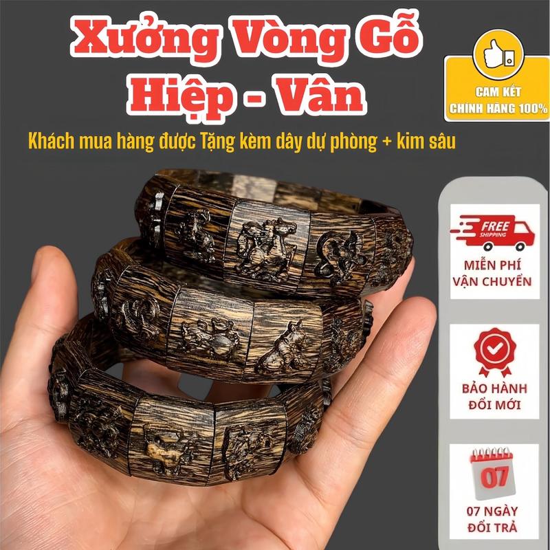 Vòng Tay Trầm Hương 12 Con Giáp - Trầm Hương Tốc - Trầm Hương Sánh Chìm Thơm Ngọt - Nam, Phụ Kiện, Voi