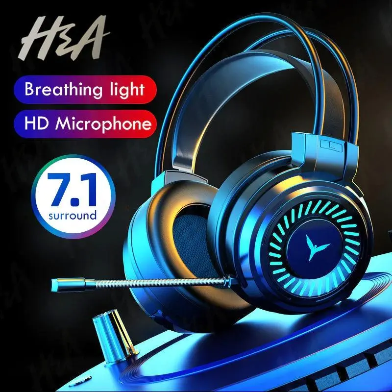 Aksesoris Handphone H&amp;A Headphone Gaming USB Virtual Surround 7.1 Colourful RGB with Mic - G58 - Black Terlaris