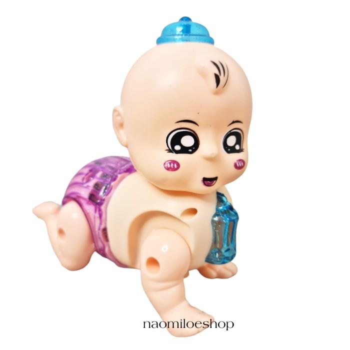 crawling Doll transparan kelap kelip lampu mainan bayi merangkak BATRE mainan murah 4