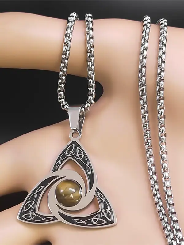 Vintage Trinity Knot Design Pendant Necklace, Fashion Stainless Steel Jewelry for Women and Men, Trendy Versatile Accessories for Parties and Daily Wear, Jewelry Gifts 2