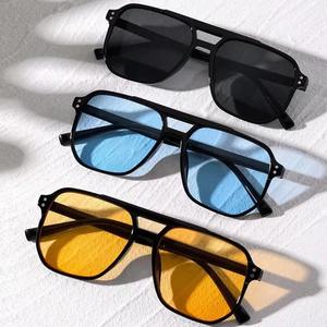 新型ファッション個性的コントラストカラーダブルブリッジサングラス レディースインスタ風サングラス UV カット 万能ファッション必須アイテム