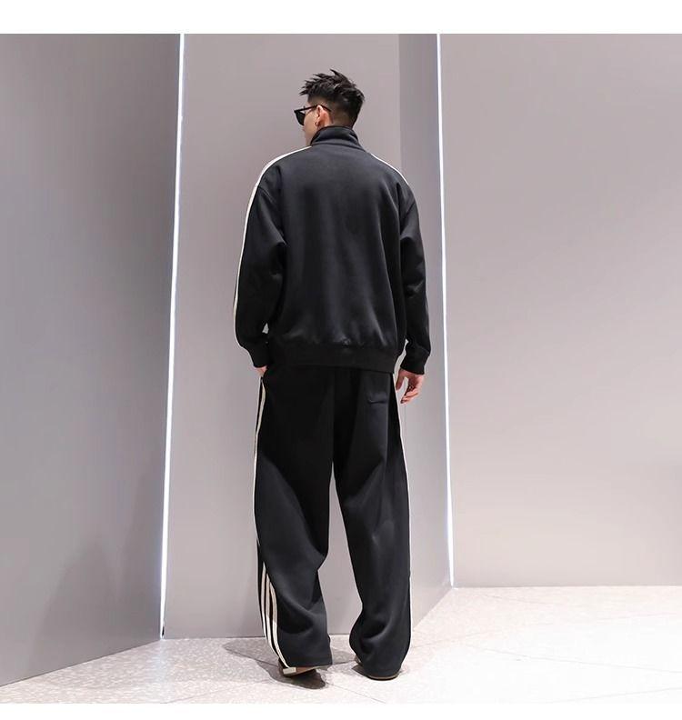 Product Introduction of FANAVY-National Trend Casual Sports Suit Spring Autumn Men's Trendy Half-Zip Pullover Casual Top Plus Size Wide-Leg Straight Pants 14