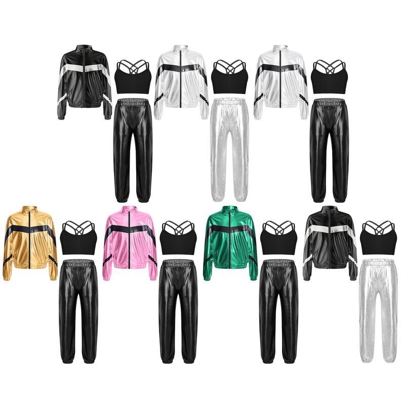 inhzoy Bộ 3 món thể thao khiêu vũ Hồi giáo cho nữ Bộ áo bomber dài tay kèm áo khoác và quần jogger Bộ đồ thể thao 1