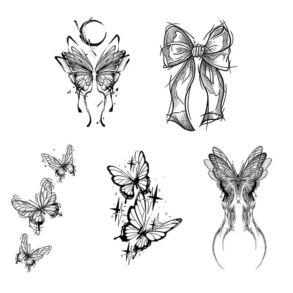 Herbal Juice Butterfly Tattoo Sticker Semi Permanent Waterproof Sweat Proof Fake Tattoo