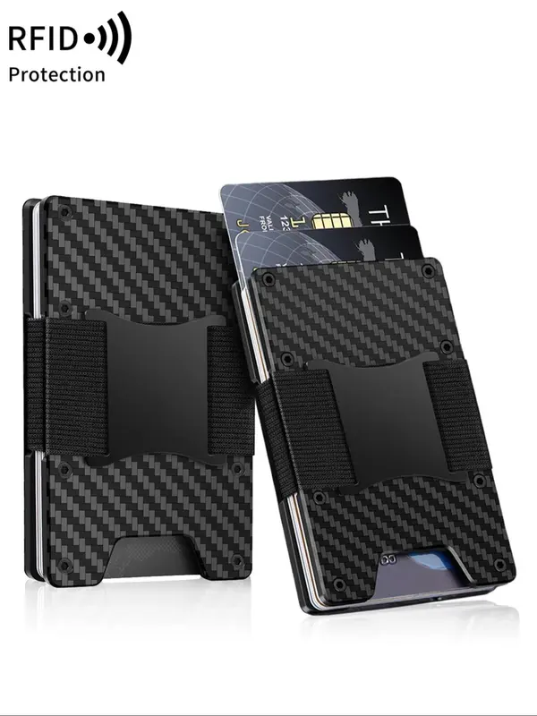 Men's Minimalist Carbon Fiber Pattern Card Holder, RFID Blocking Card Holder, Slim Credit Card Holder, Casual Trendy Versatile High-quality Daily Wallet 8