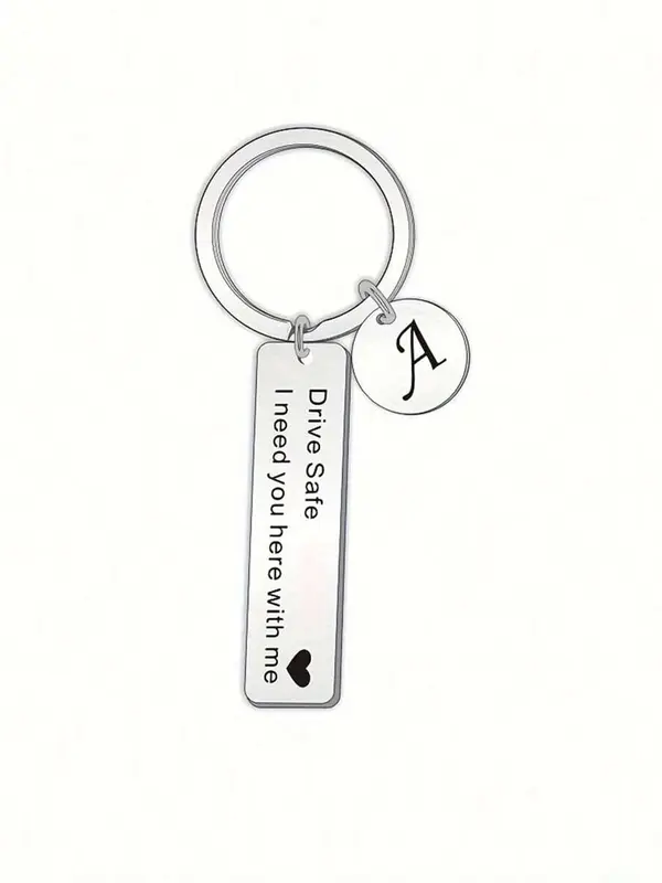 Drive Safe Letter Pattern Keychain, Stainless Steel Keychain for Car Keys, Fashion Accessories for Men & Women, Gift for Him Her Boyfriend Husband 6