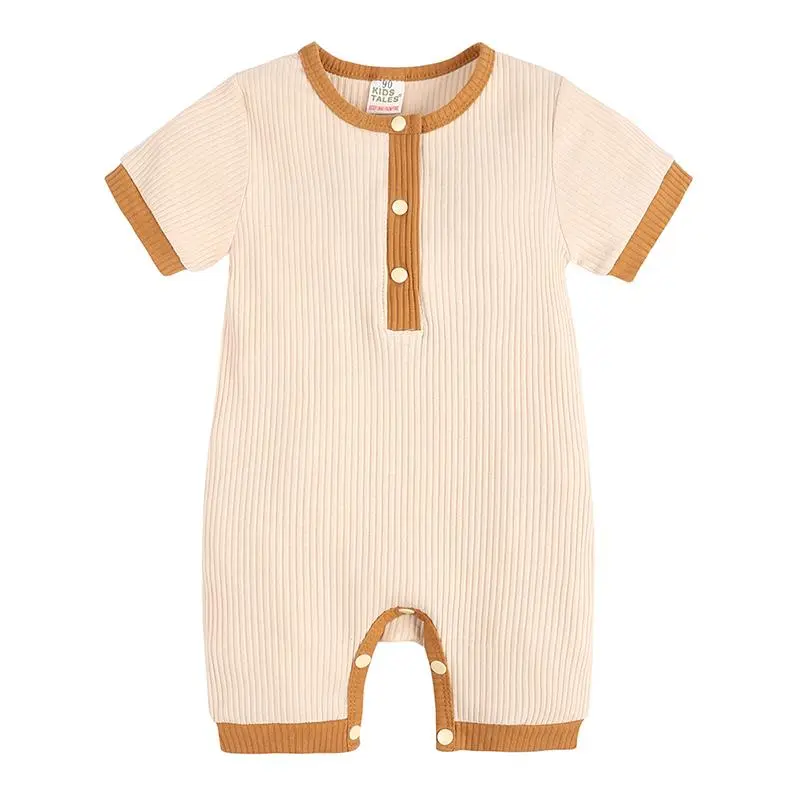 KID TALES Newborn Baby Boy Girl Romper Unisex Infants Summer Solid Button Onesie Jumpsuit Outfits Clothes