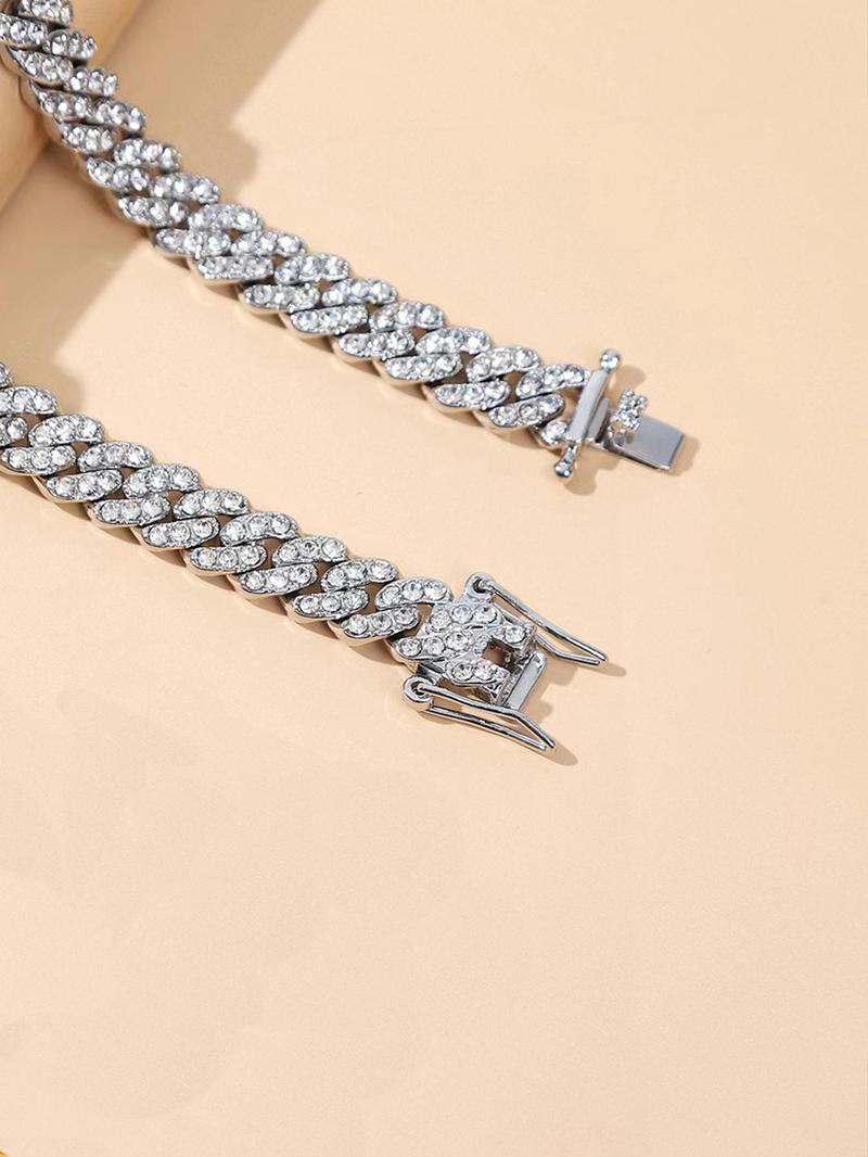Product Introduction of Women's Elegant Rhinestone Decorated Heart Design Anklet, Exquisite Trendy Hip Hop Iced Out Jewelry Anklet, Fashionable Body Jewelry for Women & Girls, Valentine's Day, Gift 4