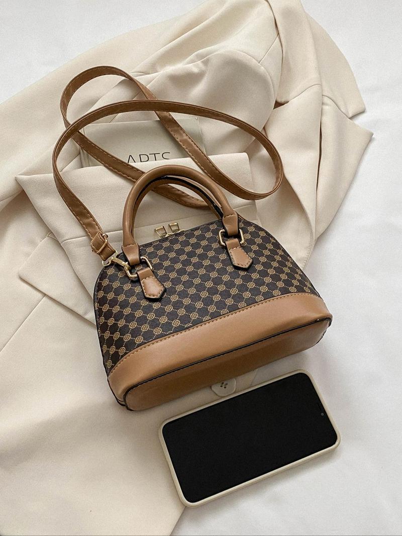 Product Introduction of Women's Elegant All Over Print Satchel Lux Bag,  Crossbody for Work & Daily Used, Patched Design Dome Bag 6