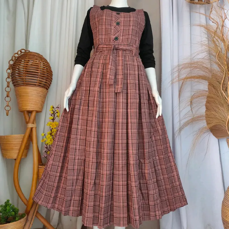 Gamis dewasa Overoll cocok buat acara Katun Muslim Dress Kondangan Lebaran Wanita 1