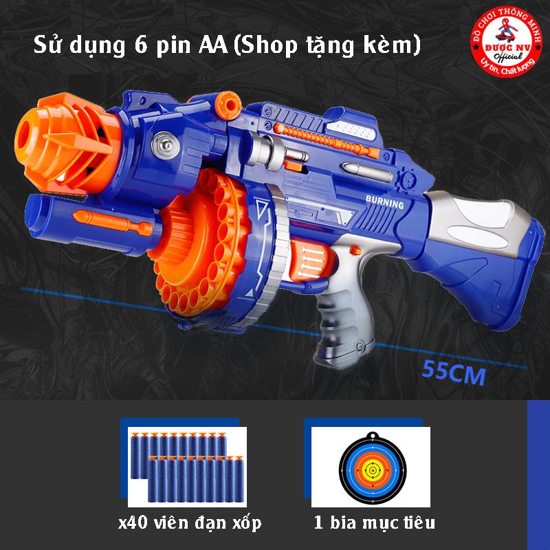 Đồ Chơi Phun Xốp Liên Thanh Cỡ Lớn Cao Cấp Sử Dụng 6 Pin AA Kèm 40 Viên Xốp Mềm An Toàn Cho Bé