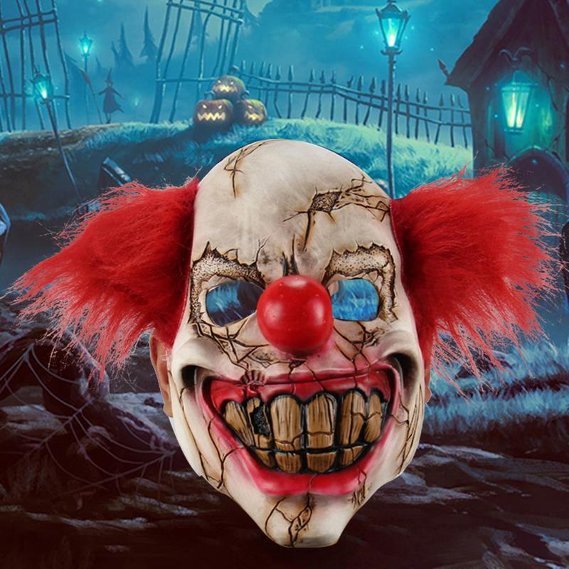 TOF-Mặt Nạ Cao Su Toàn Mặt, Chú Hề Đáng Sợ, Trang Phục Halloween, Ác Quỷ, Đáng Sợ, Tiệc Tùng, Đạo Cụ Kinh Dị 0