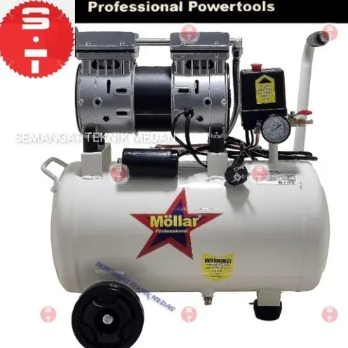 MESIN KOMPRESSOR ANGIN SILENT OILLESS 3/4 HP 24 L LITER MOLLAR AC1024S