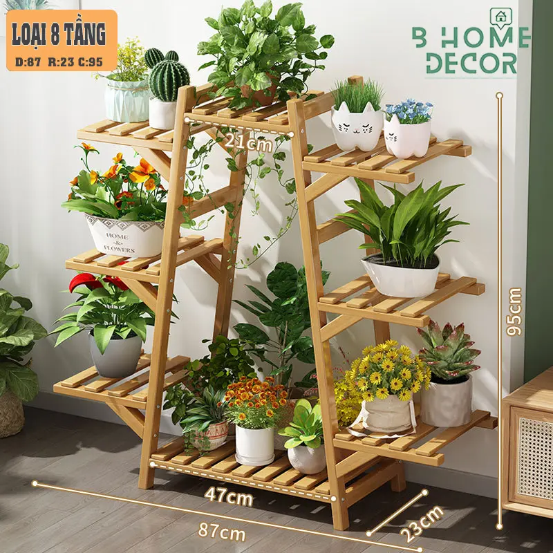 Kệ Gỗ nhiều tầng để chậu hoa cây cảnh, trong nhà và ngoài trời BD07 5