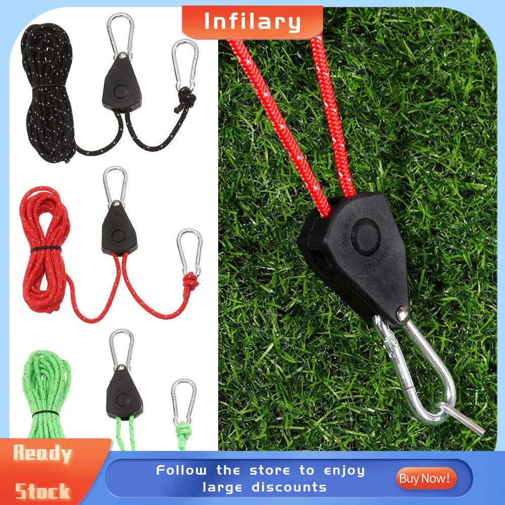 5m Length Camping Tool Awning Wind Rope Ratchet Hangers Adjustable Rope Fastener Fixed Buckle Pulley Tent Rope Tensione