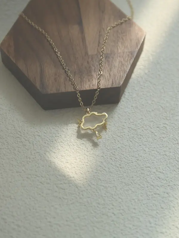 Women's Elegant Cloud & Lightning Design Pendant Necklace, Rhinestone Decor Necklace for Party, Daily Clothing Decor for Girl, Trendy All-match & Exquisite Jewelry for Birthday Gift 8