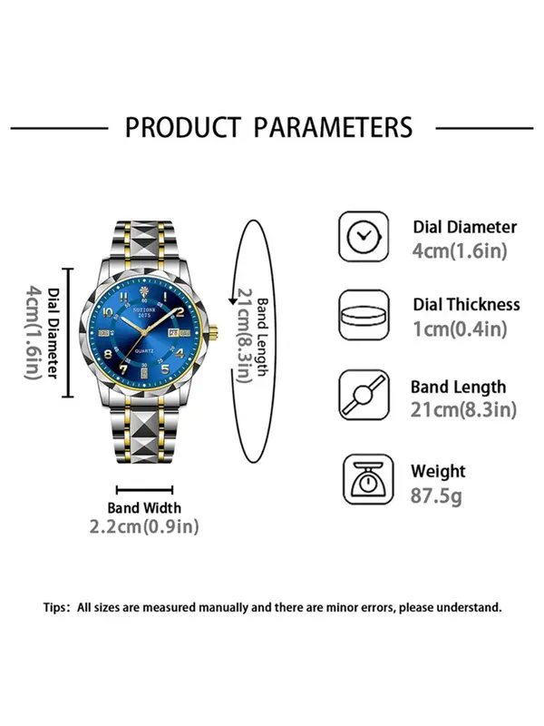 Men's Classic Fashion Round Dial Quartz Watch, Fashion Watch for Party, Daily Clothing Decor, Trendy All-match & Exquisite Watch for Birthday Gift with Box 1