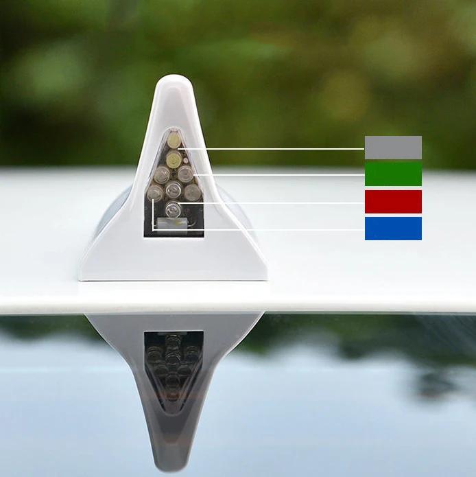 Product Introduction of Solar Power Shark Fin Warning Light Car Roof Antenna Decoration Night Anti-collision Flashing Lamp Car Accessories 13
