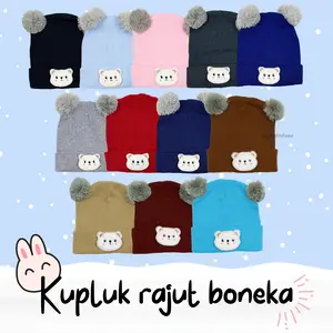 Kupluk Bayi Pom Pom Rajut / Aksesoris Anak Topi Baby Laki Laki Hair Murah Wool Polos